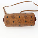 MCM Vicetos Logogram Mini Boston Bag PVC Leather 2way Brown Gold Auth 163568-5