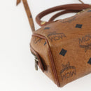 MCM Vicetos Logogram Mini Boston Bag PVC Leather 2way Brown Gold Auth 163568-15