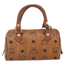 MCM Vicetos Logogram Mini Boston Bag PVC Leather 2way Brown Gold Auth 163568-2
