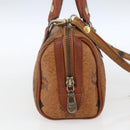 MCM Vicetos Logogram Mini Boston Bag PVC Leather 2way Brown Gold Auth 163568-3