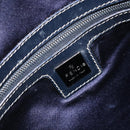 FENDI Zucchino Canvas Boston Bag Navy Silver Auth 163575-17