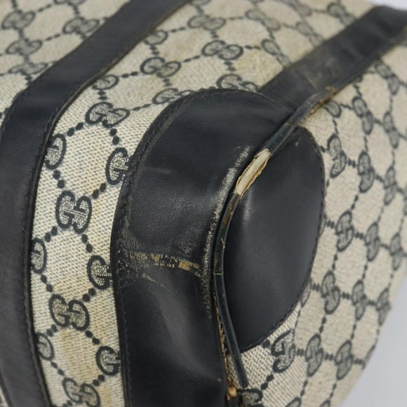 GUCCI GG Supreme Sherry Line Boston Bag PVC Navy Gold Red Auth 163578