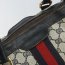 GUCCI GG Supreme Sherry Line Boston Bag PVC Navy Gold Red Auth 163578-18