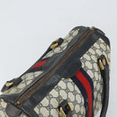 GUCCI GG Supreme Sherry Line Boston Bag PVC Navy Gold Red Auth 163578-6