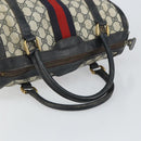 GUCCI GG Supreme Sherry Line Boston Bag PVC Navy Gold Red Auth 163578-7