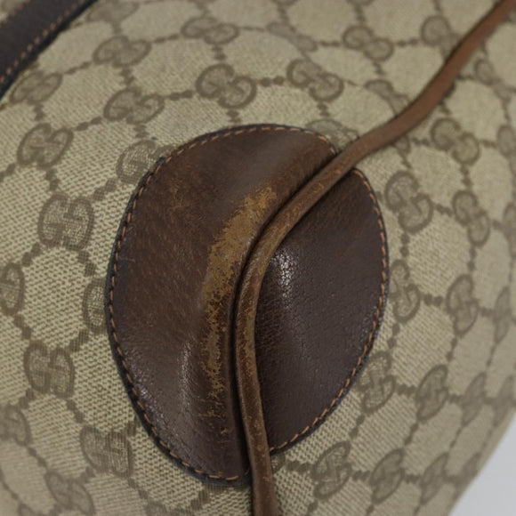 GUCCI GG Supreme Web Sherry Line Boston Bag PVC Beige Gold Red Auth 163579