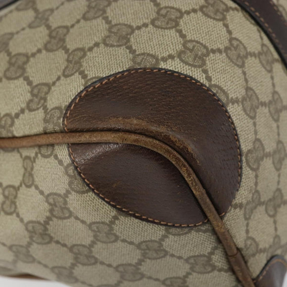 GUCCI GG Supreme Web Sherry Line Boston Bag PVC Beige Gold Red Auth 163579