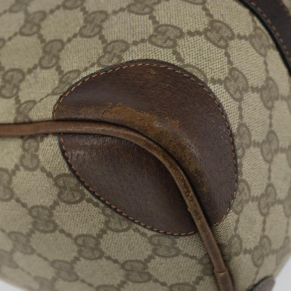 GUCCI GG Supreme Web Sherry Line Boston Bag PVC Beige Gold Red Auth 163579