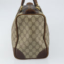 GUCCI GG Supreme Web Sherry Line Boston Bag PVC Beige Gold Red Auth 163579-3
