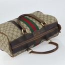 GUCCI GG Supreme Web Sherry Line Boston Bag PVC Beige Gold Red Auth 163579-6