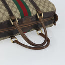 GUCCI GG Supreme Web Sherry Line Boston Bag PVC Beige Gold Red Auth 163579-7