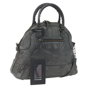 BALENCIAGA Bow Hand Bag Leather 2way Black 263242 Auth 163582