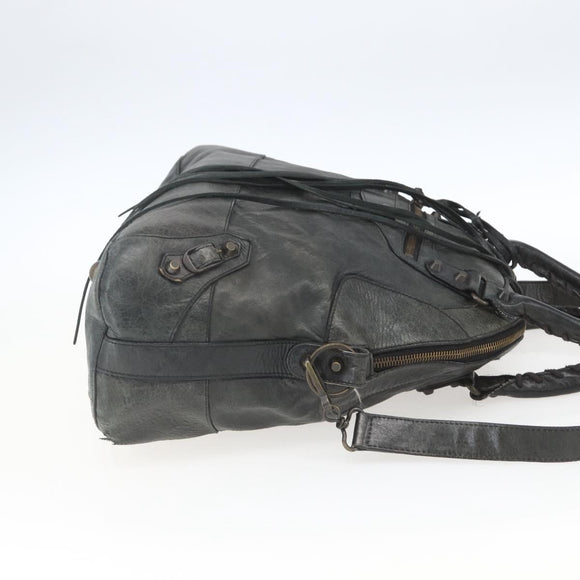 BALENCIAGA Bow Hand Bag Leather 2way Black 263242 Auth 163582