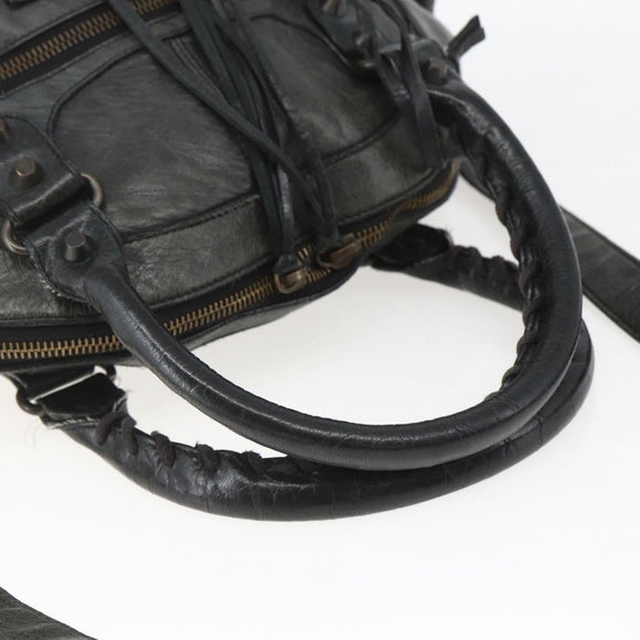 BALENCIAGA Bow Hand Bag Leather 2way Black 263242 Auth 163582