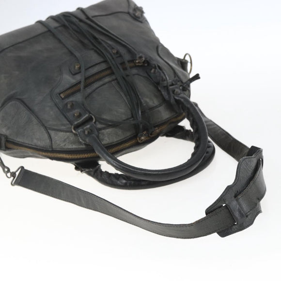 BALENCIAGA Bow Hand Bag Leather 2way Black 263242 Auth 163582