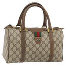 GUCCI GG Supreme Web Sherry Line Boston Bag PVC Beige Gold 39 02 006 Auth 163597-1
