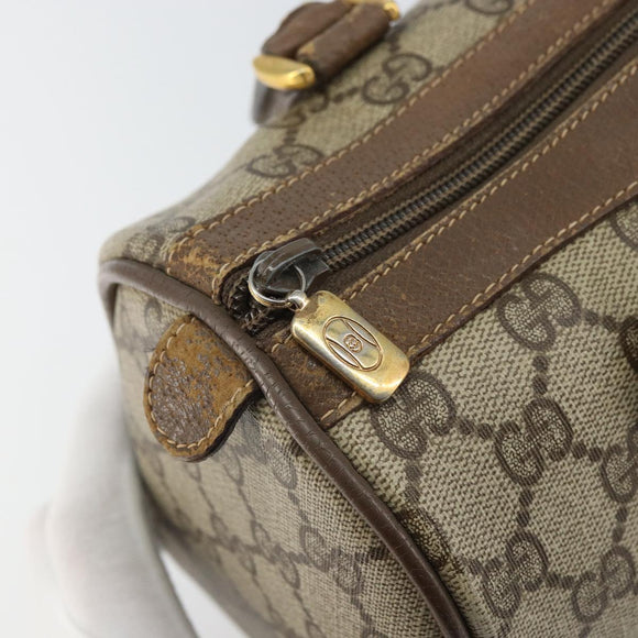 GUCCI GG Supreme Web Sherry Line Boston Bag PVC Beige Gold 39 02 006 Auth 163597