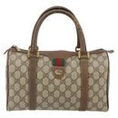 GUCCI GG Supreme Web Sherry Line Boston Bag PVC Beige Gold 39 02 006 Auth 163597-13