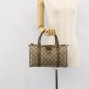 GUCCI GG Supreme Web Sherry Line Boston Bag PVC Beige Gold 39 02 006 Auth 163597-23