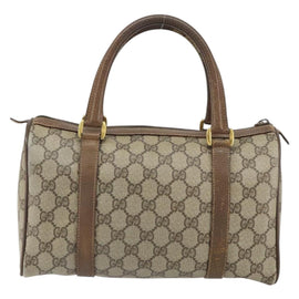GUCCI GG Supreme Web Sherry Line Boston Bag PVC Beige Gold 39 02 006 Auth 163597 - 0
