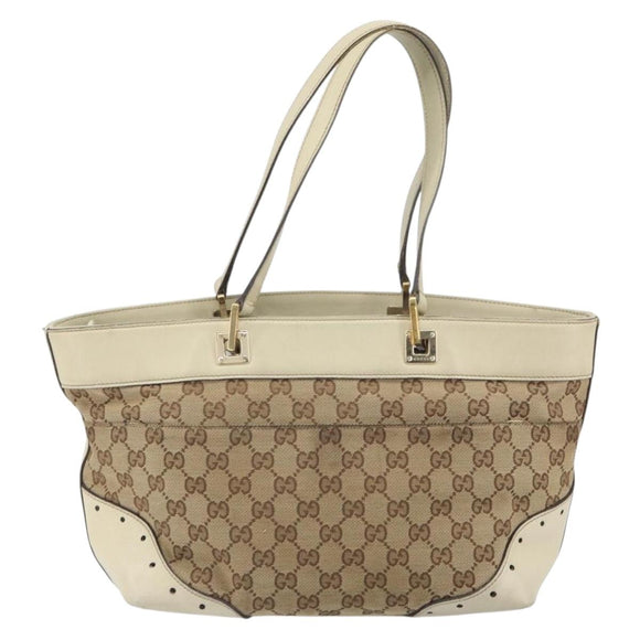 GUCCI GG Canvas Tragetasche Beige Gold 145993 Auth 163599