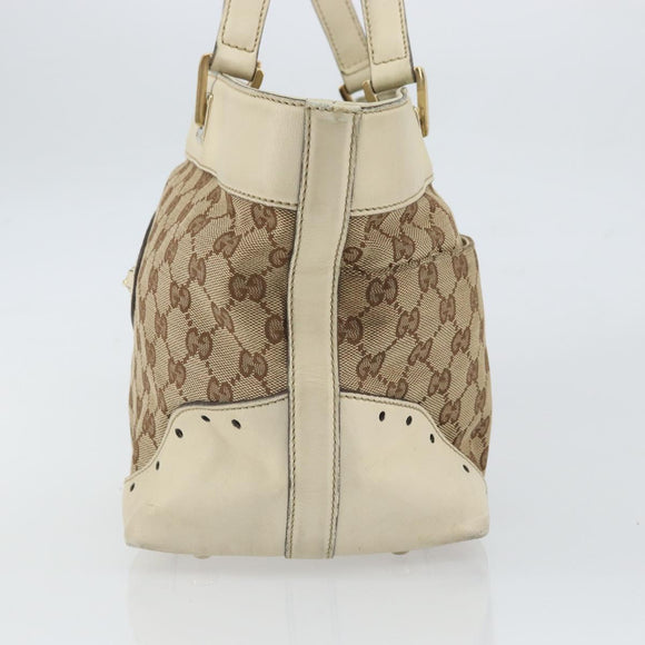 GUCCI GG Canvas Tragetasche Beige Gold 145993 Auth 163599