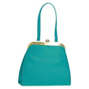 SAINT LAURENT Hand Bag Leather Light Blue Gold Auth 163601V-1