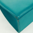 SAINT LAURENT Hand Bag Leather Light Blue Gold Auth 163601V-8