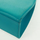SAINT LAURENT Hand Bag Leather Light Blue Gold Auth 163601V-15