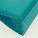SAINT LAURENT Hand Bag Leather Light Blue Gold Auth 163601V-16