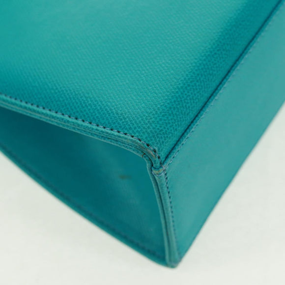 SAINT LAURENT Hand Bag Leather Light Blue Gold Auth 163601V