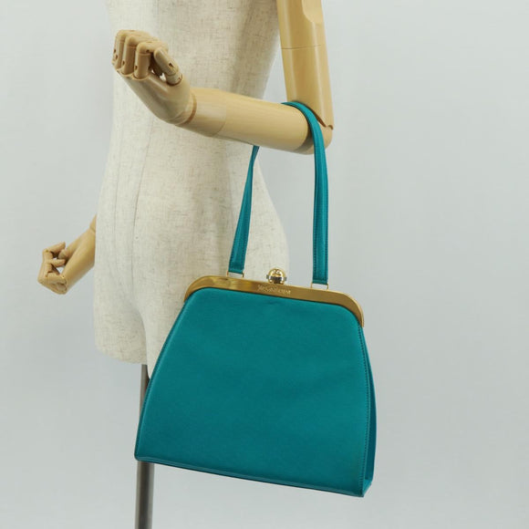 SAINT LAURENT Hand Bag Leather Light Blue Gold Auth 163601V