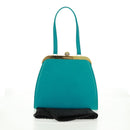 SAINT LAURENT Hand Bag Leather Light Blue Gold Auth 163601V-12