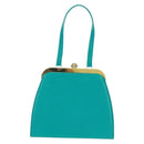 SAINT LAURENT Hand Bag Leather Light Blue Gold Auth 163601V-2