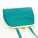 SAINT LAURENT Hand Bag Leather Light Blue Gold Auth 163601V-6