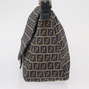 FENDI Zucchino Canvas Mamma Baguette Shoulder Bag Navy Silver Auth 163607-4
