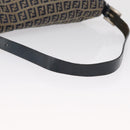 FENDI Zucchino Canvas Mamma Baguette Shoulder Bag Navy Silver Auth 163607-8