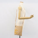 CHANEL Cambon Line Matelasse Shoulder Bag Leather Beige Silver CC Auth 163611A-22