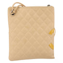 CHANEL Cambon Line Matelasse Shoulder Bag Leather Beige Silver CC Auth 163611A-2