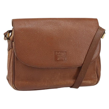 Burberrys Shoulder Bag Leather Brown Gold Auth 163613