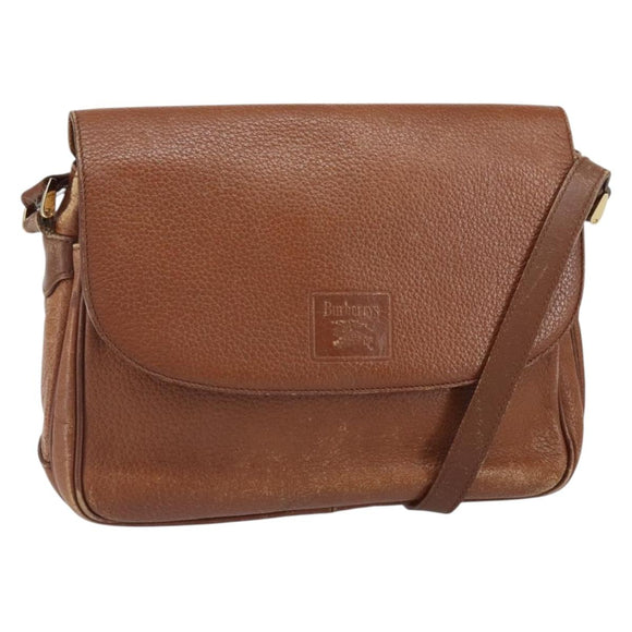 Burberrys Shoulder Bag Leather Brown Gold Auth 163613