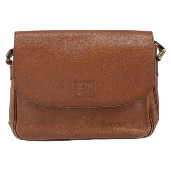 Burberrys Shoulder Bag Leather Brown Gold Auth 163613