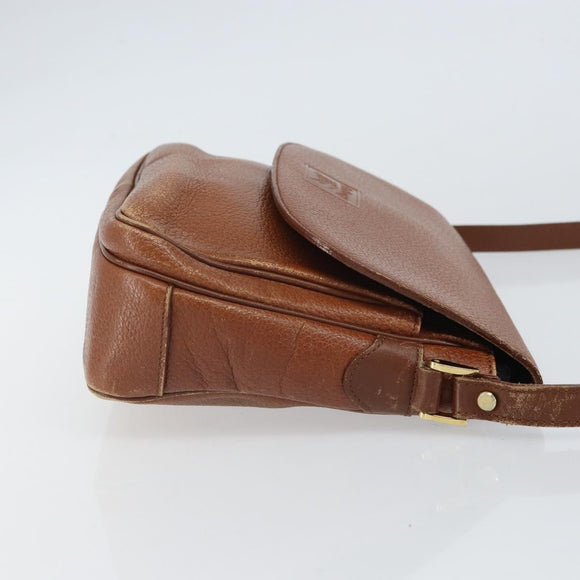 Burberrys Shoulder Bag Leather Brown Gold Auth 163613