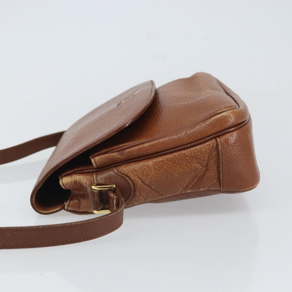 Burberrys Shoulder Bag Leather Brown Gold Auth 163613