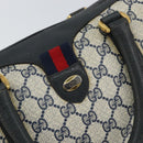 GUCCI GG Supreme Sherry Line Boston Bag PVC Navy Gold Red 111 02 006 Auth 163624-18