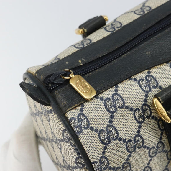 GUCCI GG Supreme Sherry Line Boston Tasche PVC Navy Gold Rot 111 02 006 Auth 163624