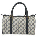 GUCCI GG Supreme Sherry Line Boston Bag PVC Navy Gold Red 111 02 006 Auth 163624-2