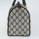 GUCCI GG Supreme Sherry Line Boston Bag PVC Navy Gold Red 111 02 006 Auth 163624-4