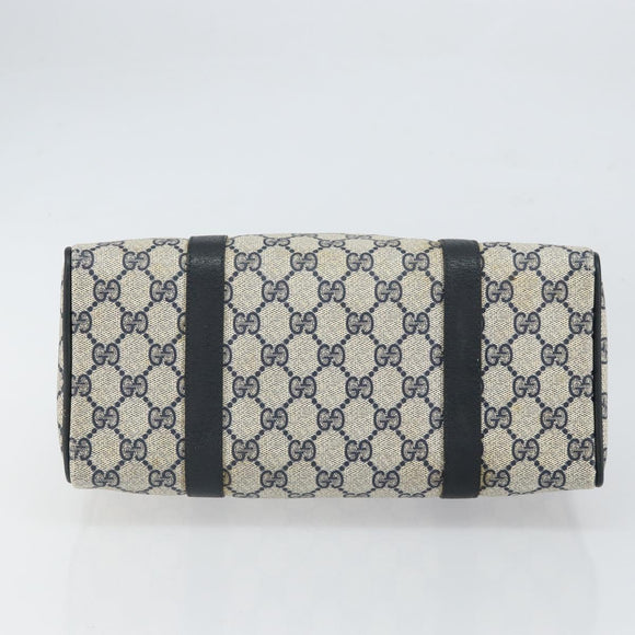 GUCCI GG Supreme Sherry Line Boston Tasche PVC Navy Gold Rot 111 02 006 Auth 163624