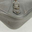 BALENCIAGA The Hip Shoulder Bag Leather Silver 242803 Auth 163625V-15